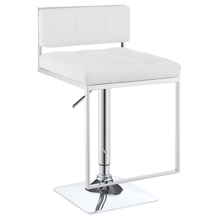 Set of 2 Adjustable Bar Stool White and Chrome 100193