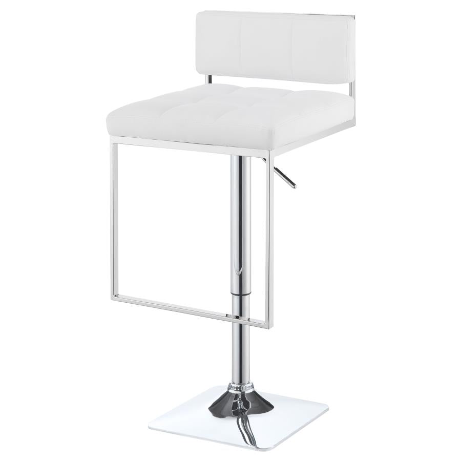 Set of 2 Adjustable Bar Stool White and Chrome 100193