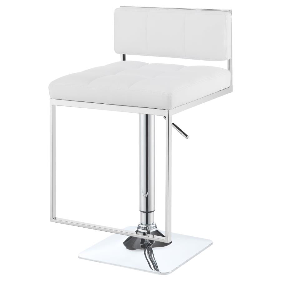 Set of 2 Adjustable Bar Stool White and Chrome 100193