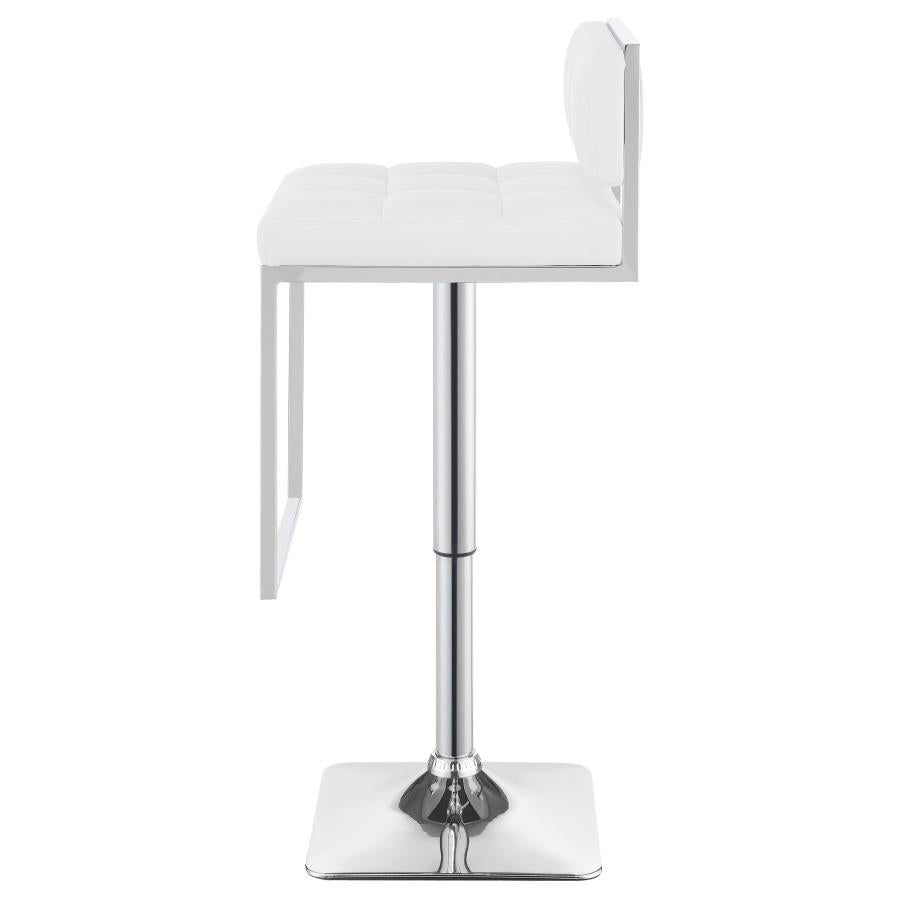 Set of 2 Adjustable Bar Stool White and Chrome 100193