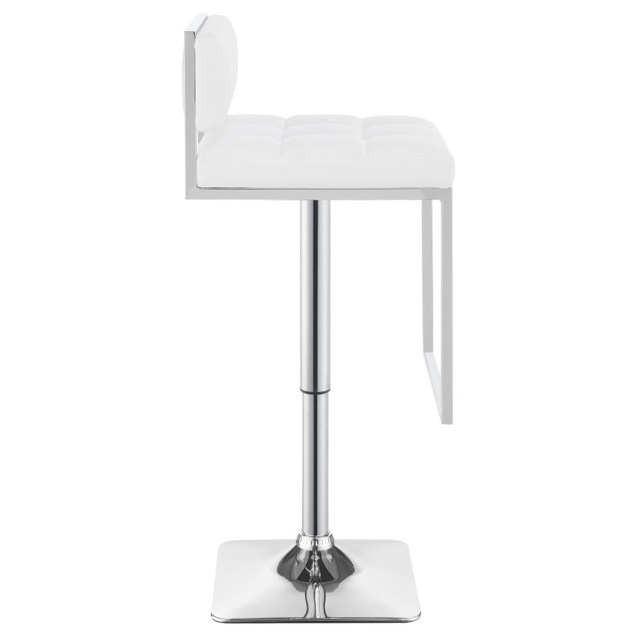 Set of 2 Adjustable Bar Stool White and Chrome 100193