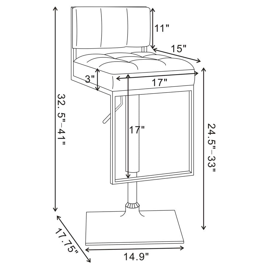 Set of 2 Adjustable Bar Stool White and Chrome 100193