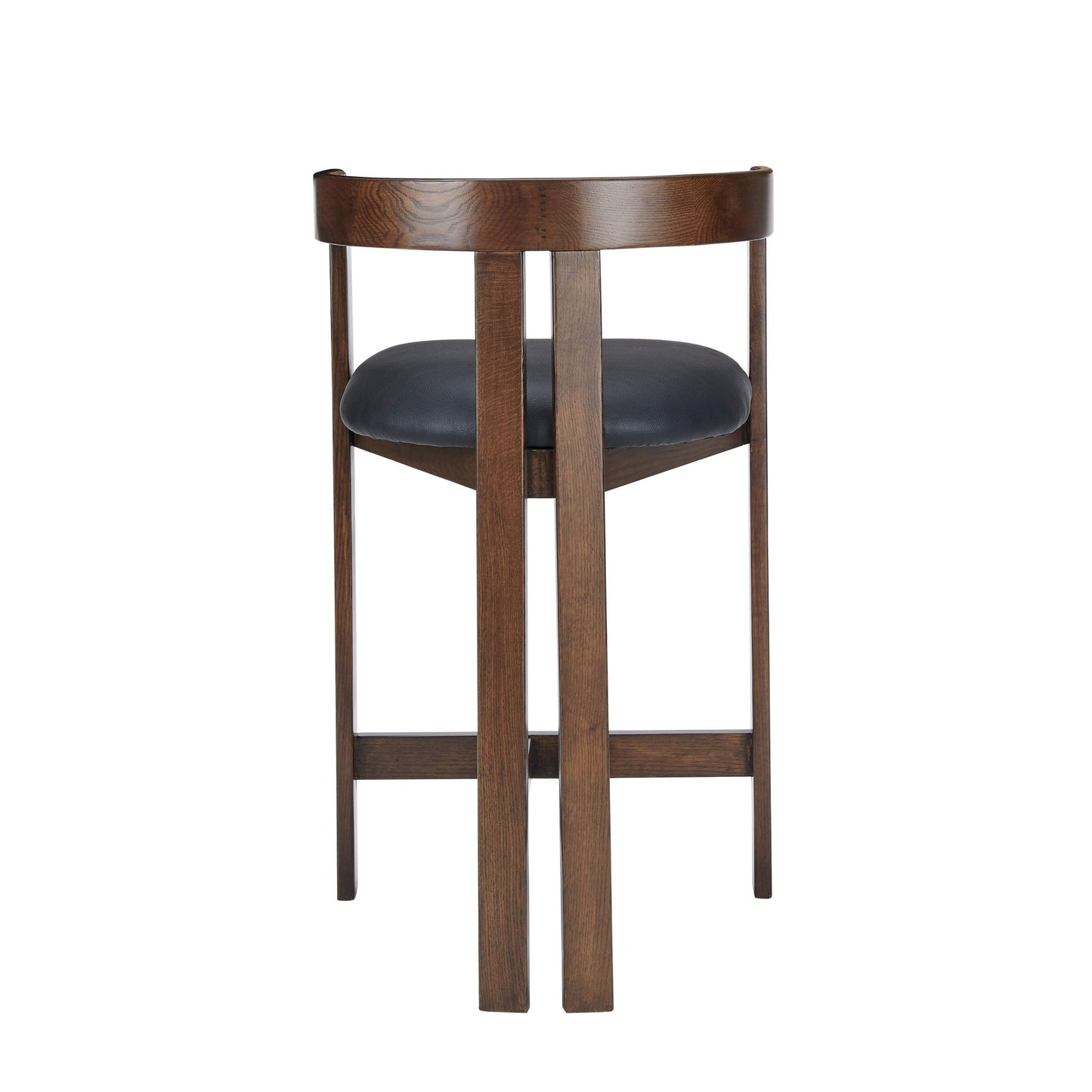 Belton - Modern Black Vegan Leather + Brown Oak Counter Chair