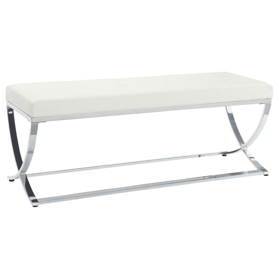 Walton Leatherette Upholstered Tufted Accent Bench White 501157