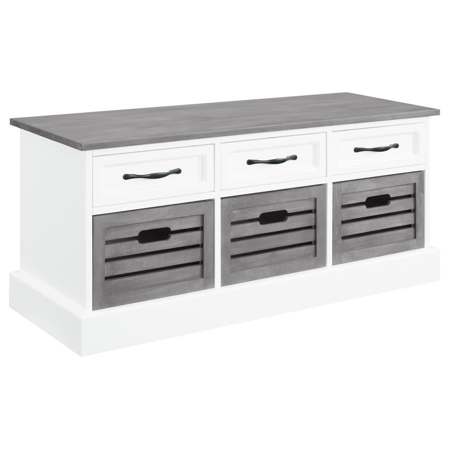 Alma 3-drawer Storage Bench White and Weathered Grey 501196
