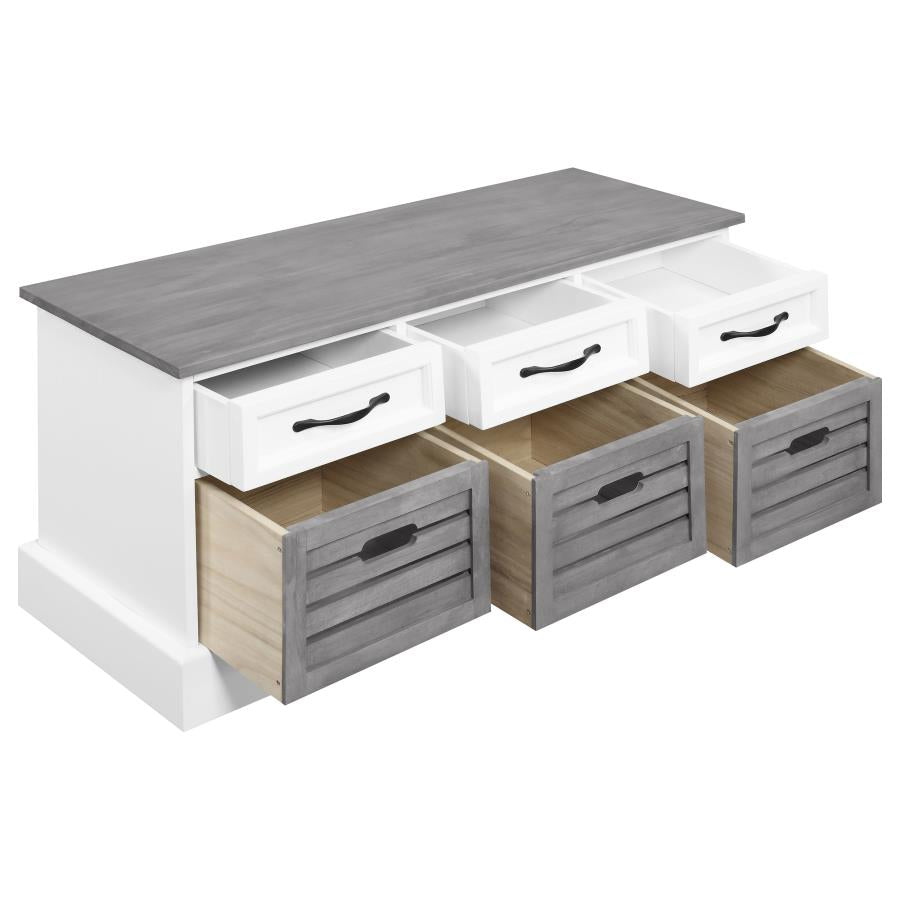 Alma 3-drawer Storage Bench White and Weathered Grey 501196