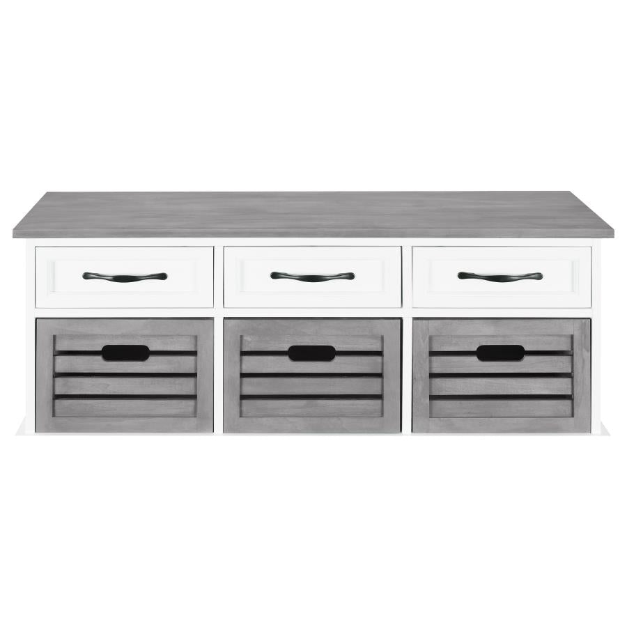 Alma 3-drawer Storage Bench White and Weathered Grey 501196