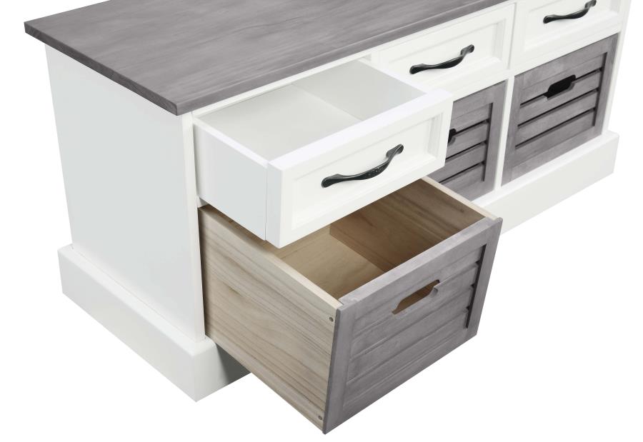 Alma 3-drawer Storage Bench White and Weathered Grey 501196