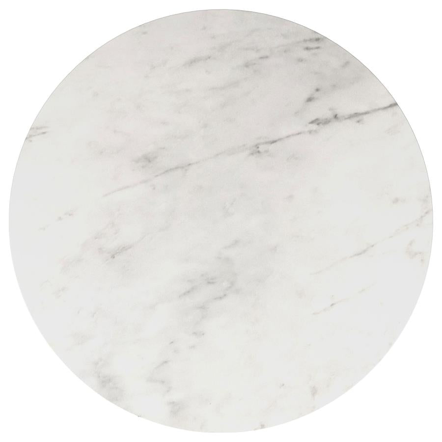 Avon Round Marble Top Stainless Steel Side End Table White 707827