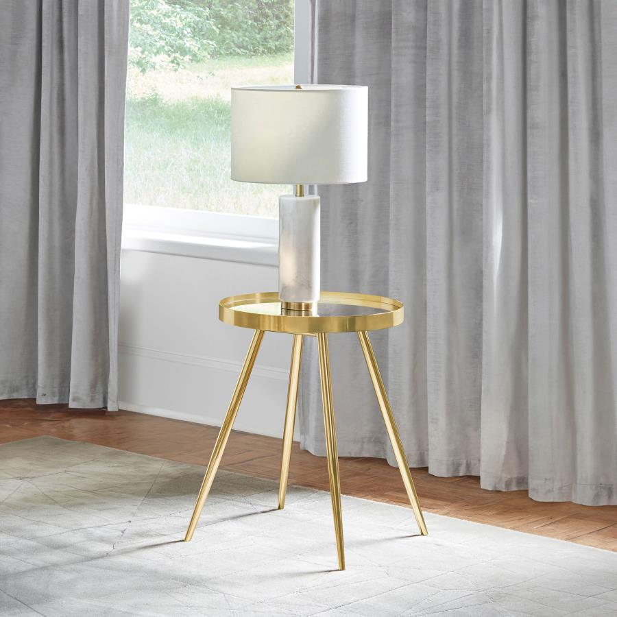 Kaelyn Round Mirror Top End Table Gold 723917