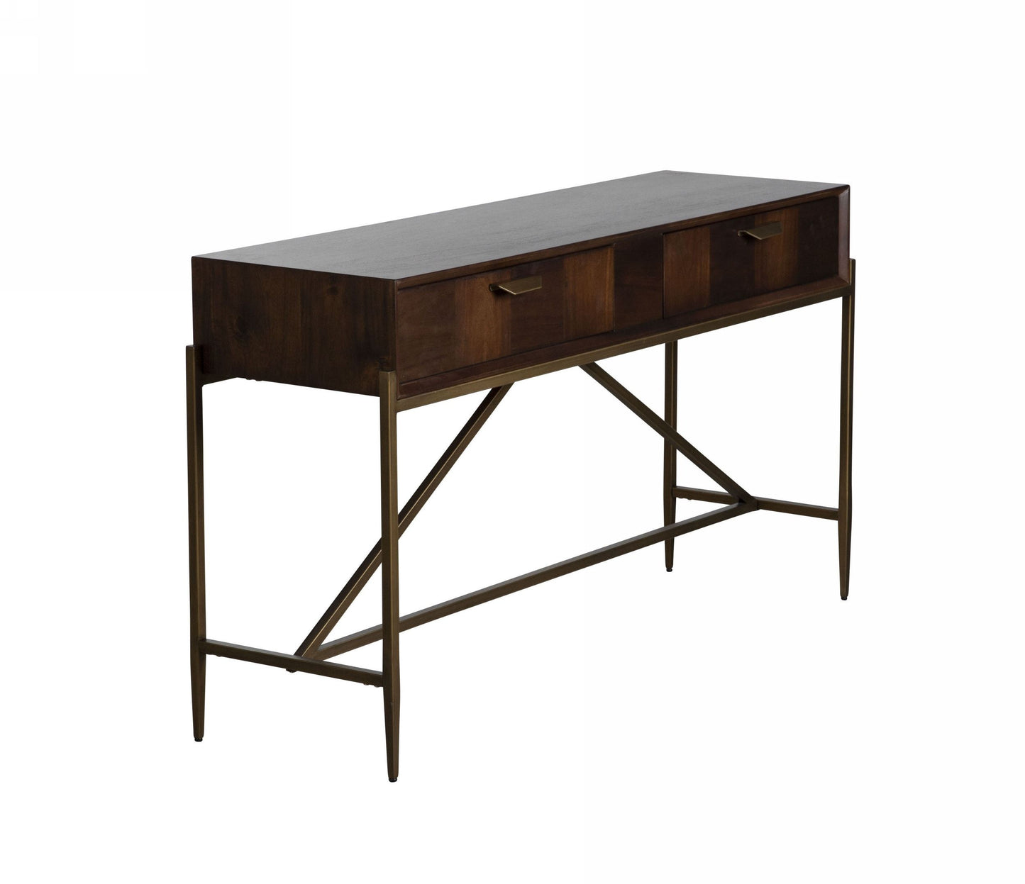 Shane - Modern Acacia & Brass Console Table