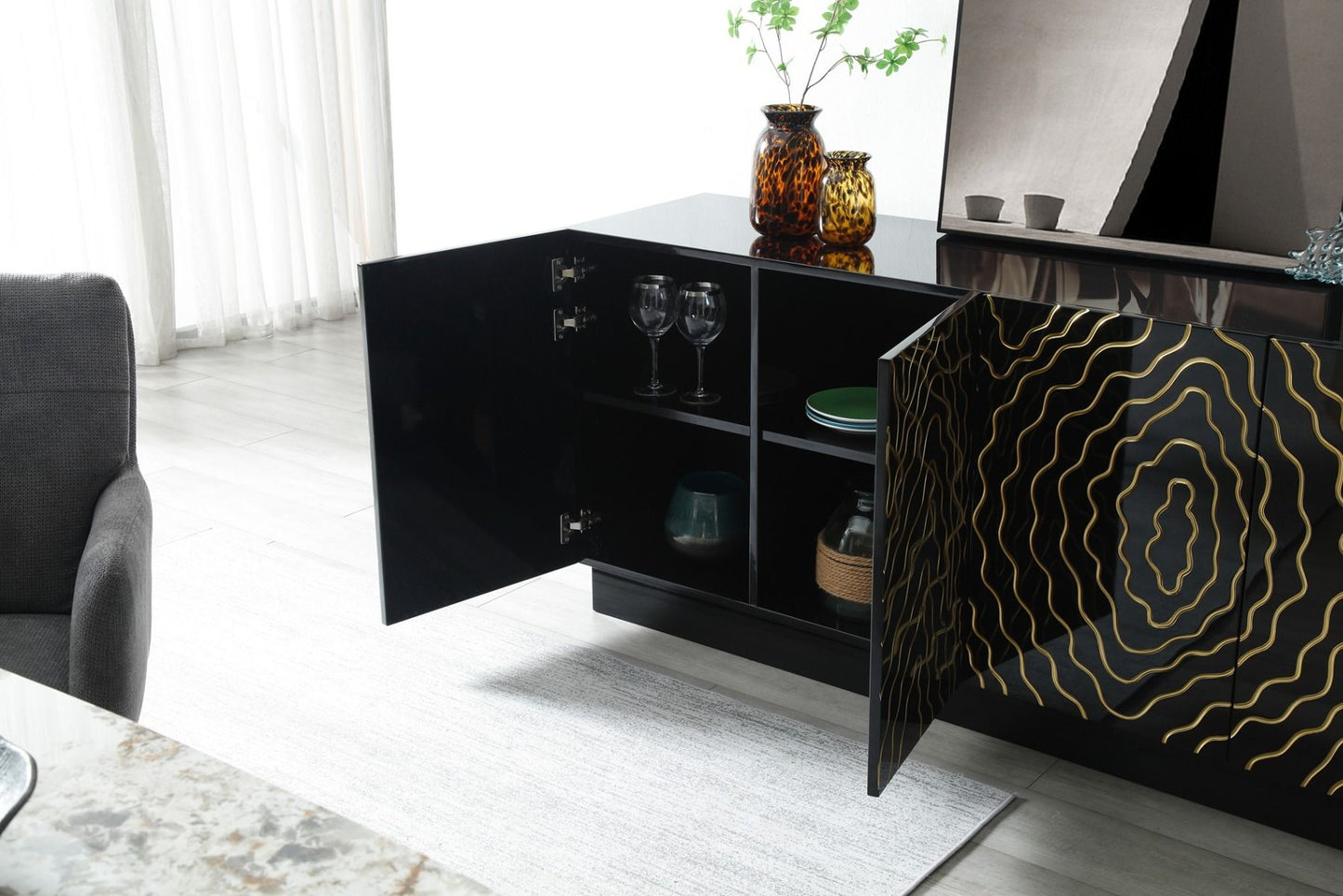 Jonah- Modern Black and Gold Buffet