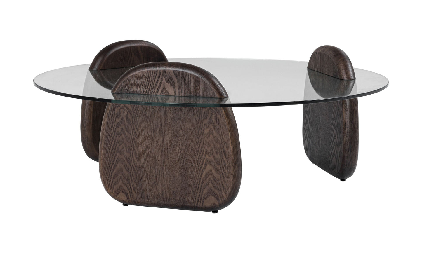 Buxtonv - Mid-Century Modern Glass + Dark Walnut Coffee Table
