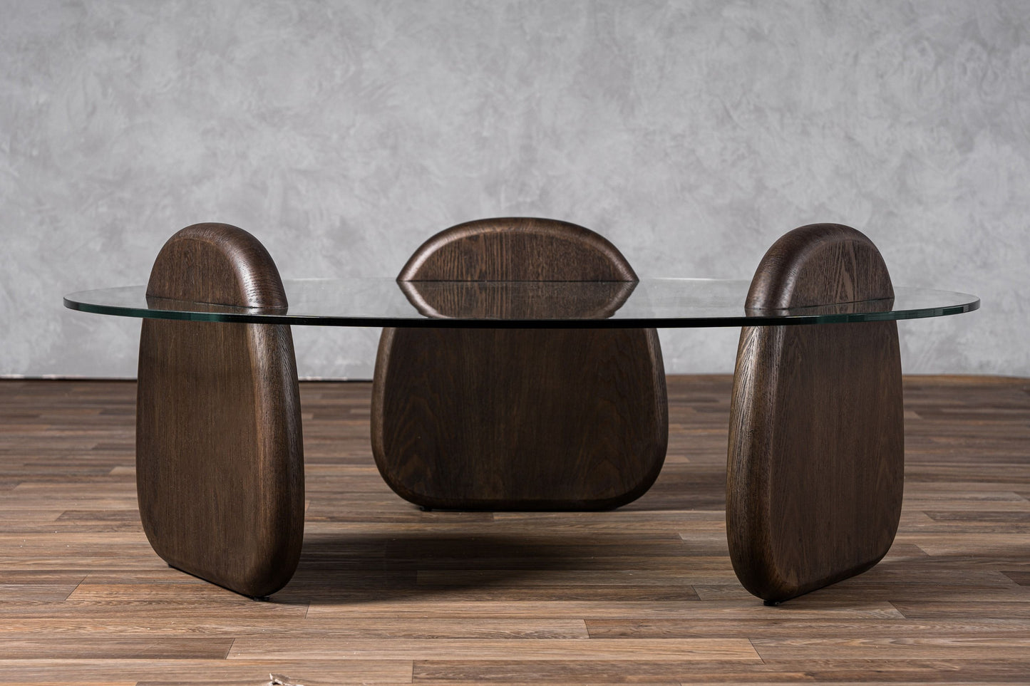 Buxtonv - Mid-Century Modern Glass + Dark Walnut Coffee Table