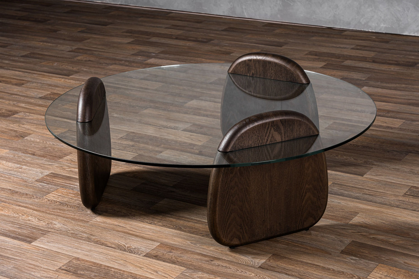 Buxtonv - Mid-Century Modern Glass + Dark Walnut Coffee Table