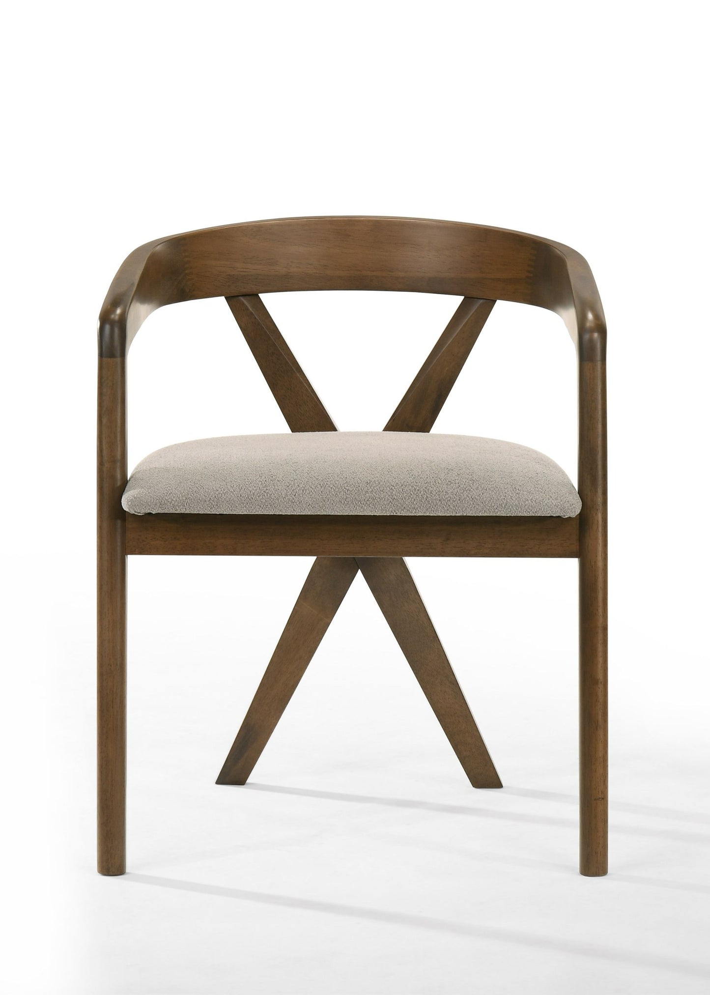 Weiss - Mid-Century Modern Light Brown Fabric + Walnut Dining Chair
