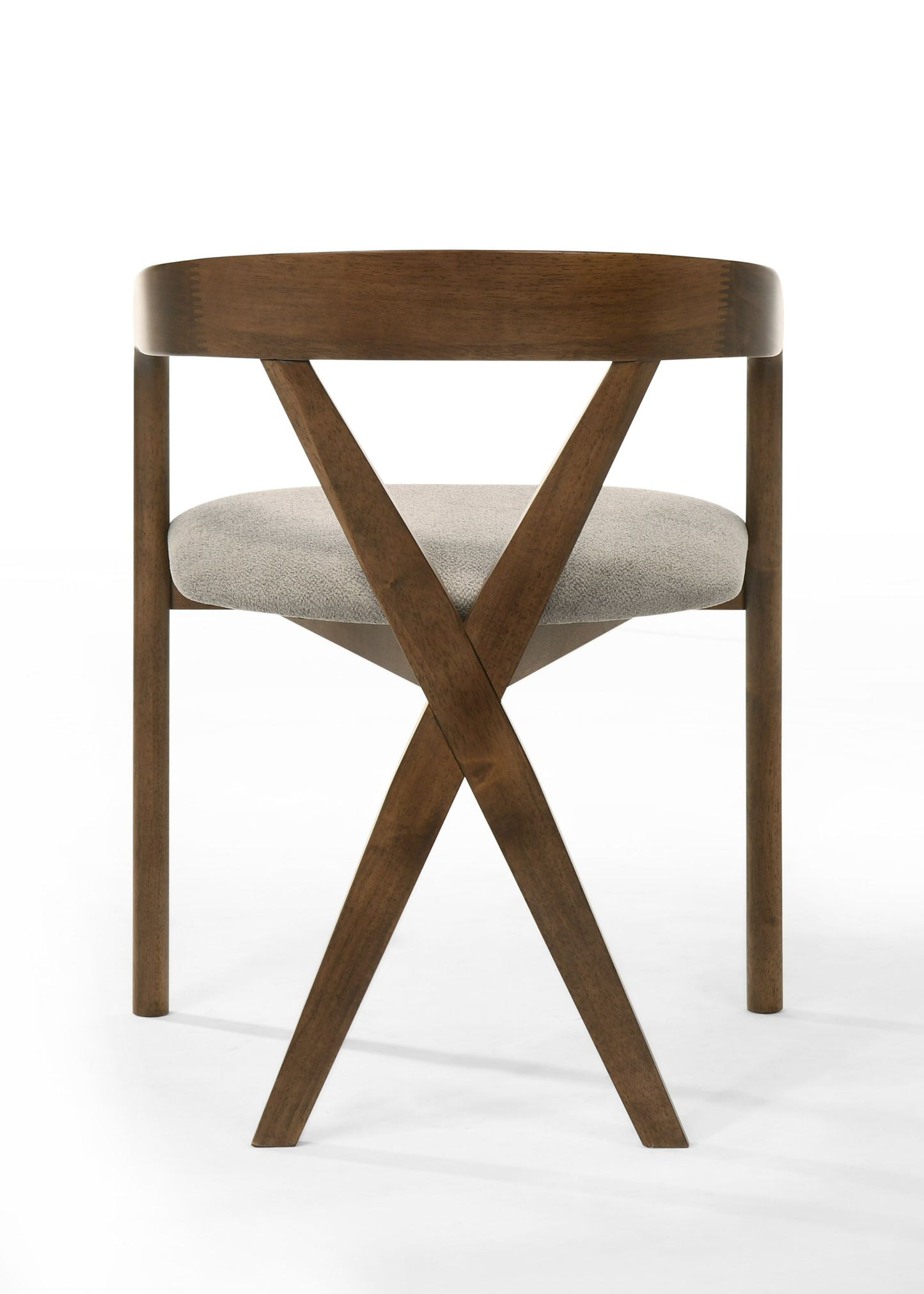 Weiss - Mid-Century Modern Light Brown Fabric + Walnut Dining Chair