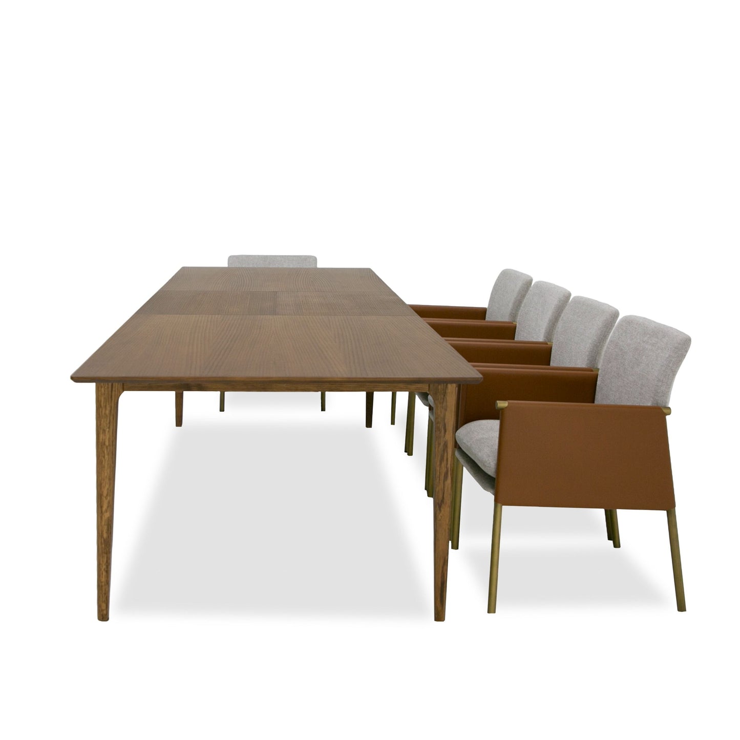 Dallas - Mid-Century Modern Brown Oak Extendable Dining Table