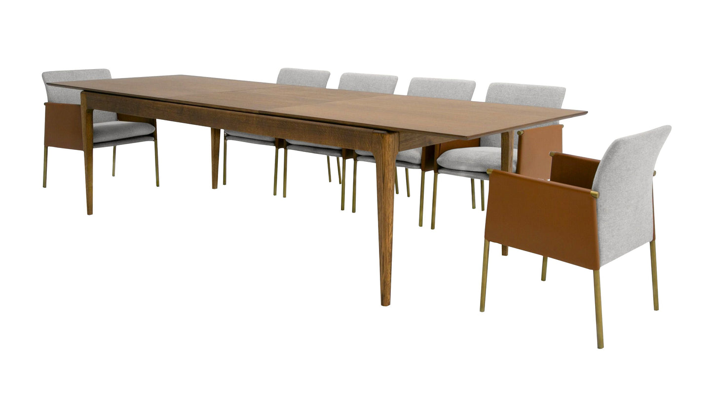 Dallas - Mid-Century Modern Brown Oak Extendable Dining Table