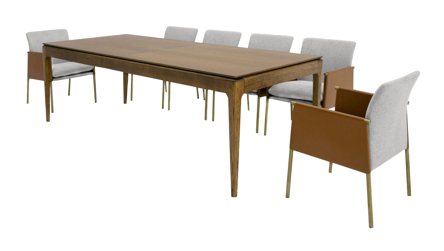 Dallas - Mid-Century Modern Brown Oak Extendable Dining Table