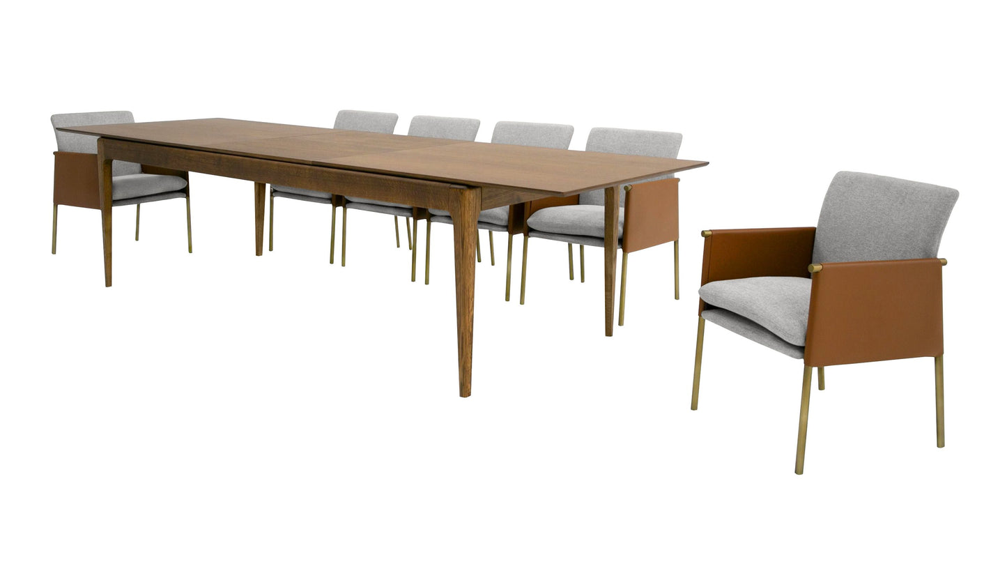 Dallas - Mid-Century Modern Brown Oak Extendable Dining Table