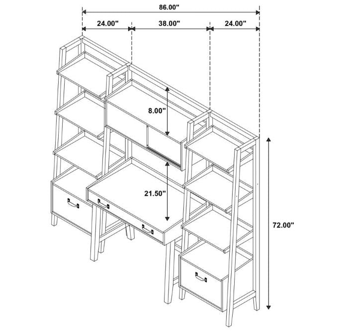 cFabian 4-piece Computer Desk and Bookshelf Set