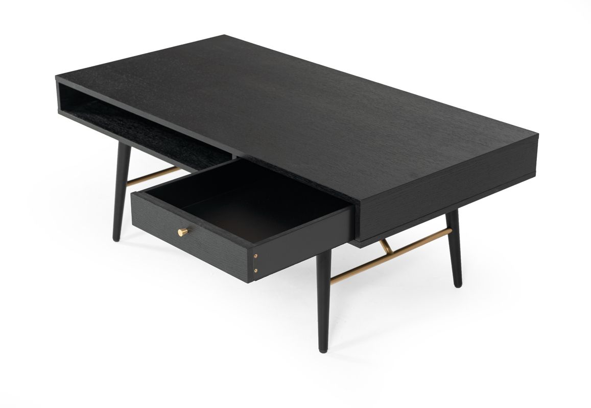 Modrest Billy Modern Black Oak & Gold Coffee Table