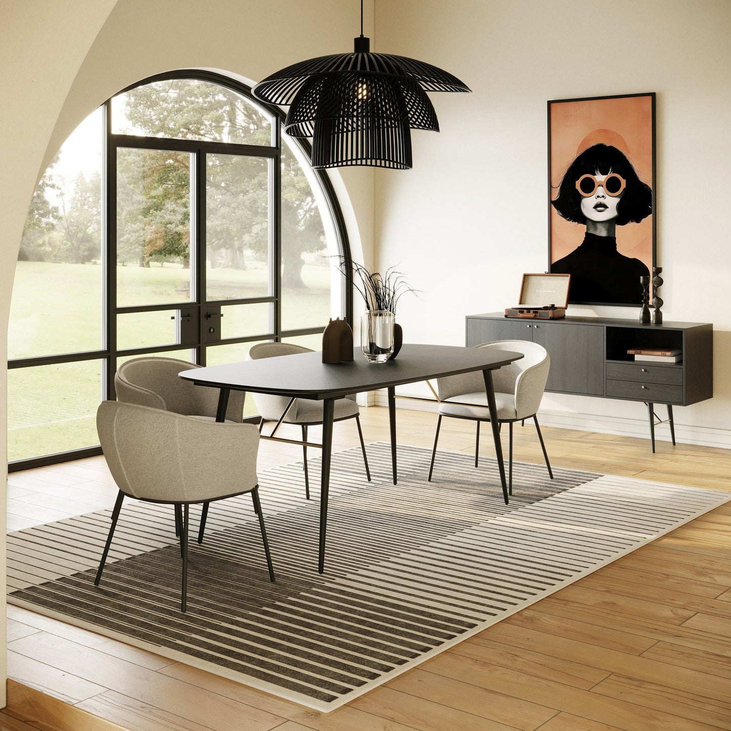 Modrest Billy Modern Black Oak & Gold Buffet