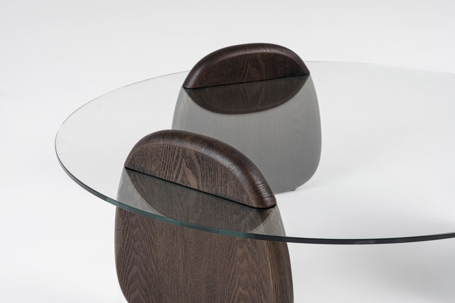 Buxtonv - Mid-Century Modern Glass + Dark Walnut Coffee Table