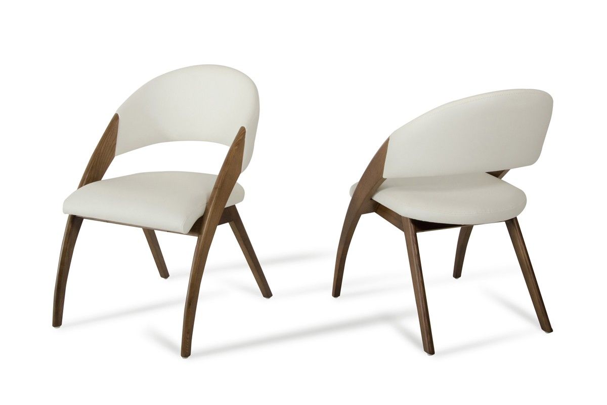 Lucas Mid-Century Cream & Walnut Dining Chair