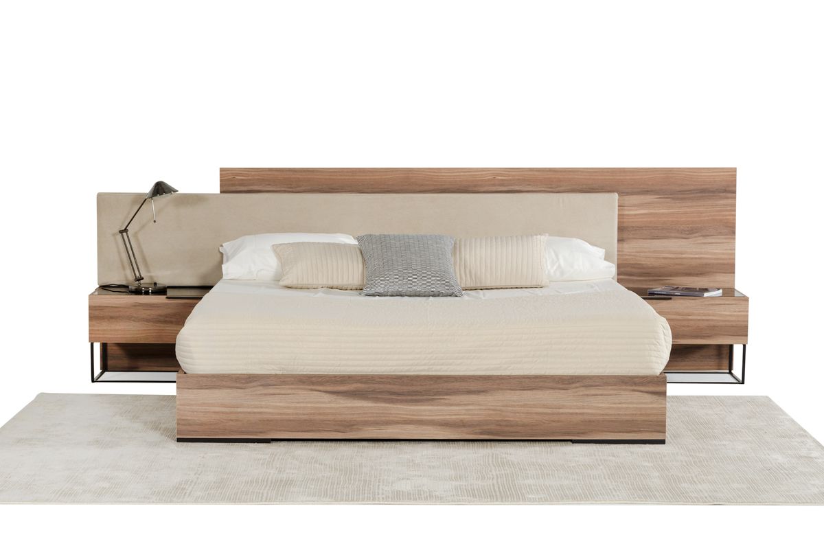 Nova Domus Matteo Italian Modern Walnut & Fabric Bedroom Set