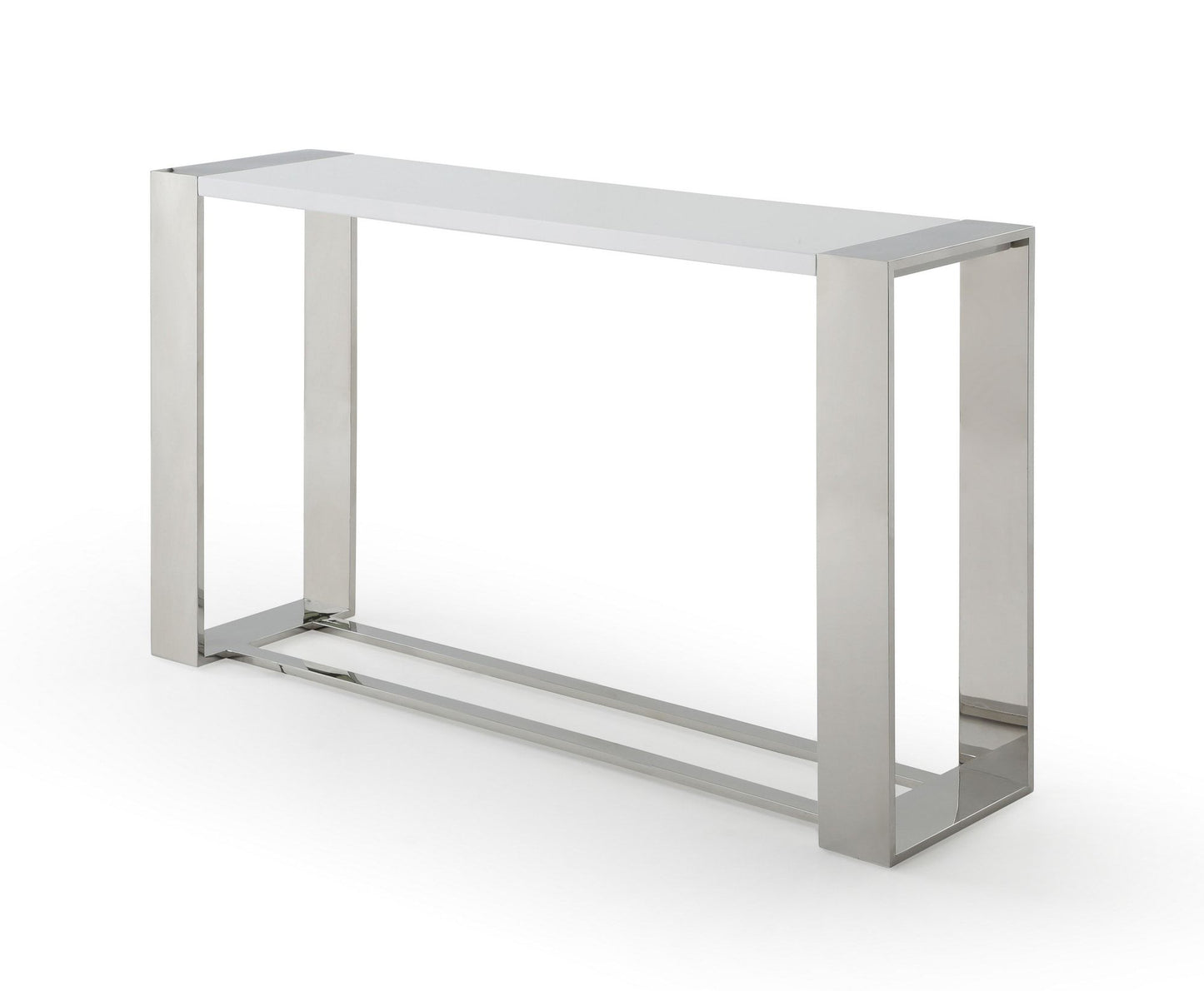 Fauna - Modern White High Gloss & Stainless Steel Console Table