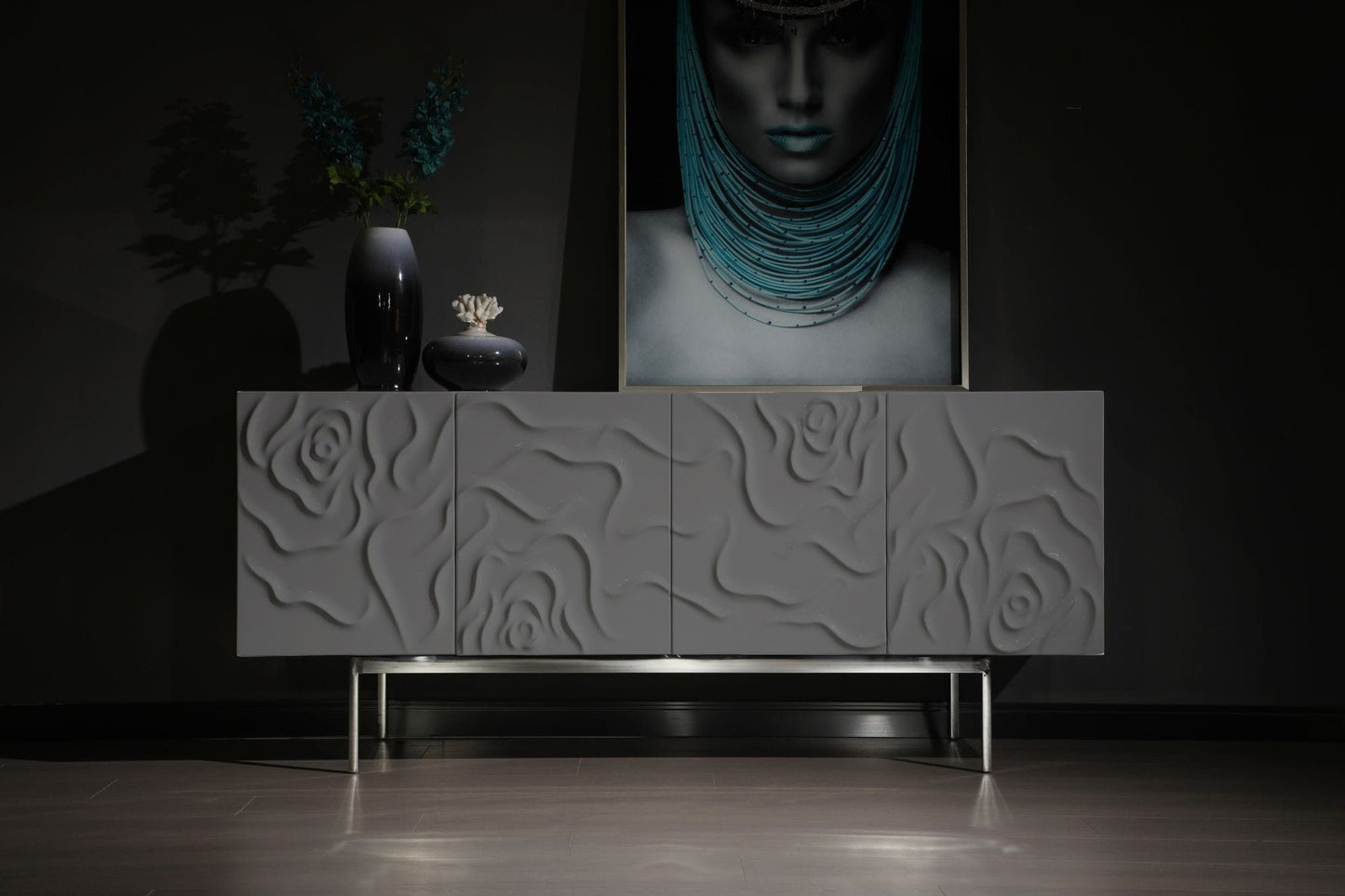 Gwen - Modern Grey High Gloss Buffet