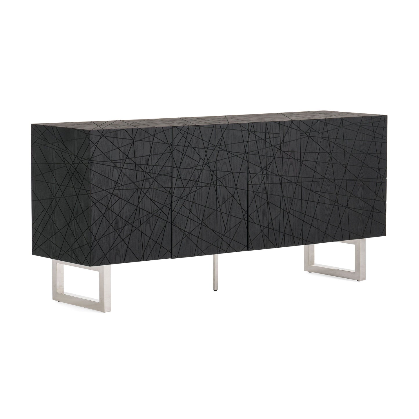 Modrest Kenda Modern Black Ash + Stainless Steel Buffet