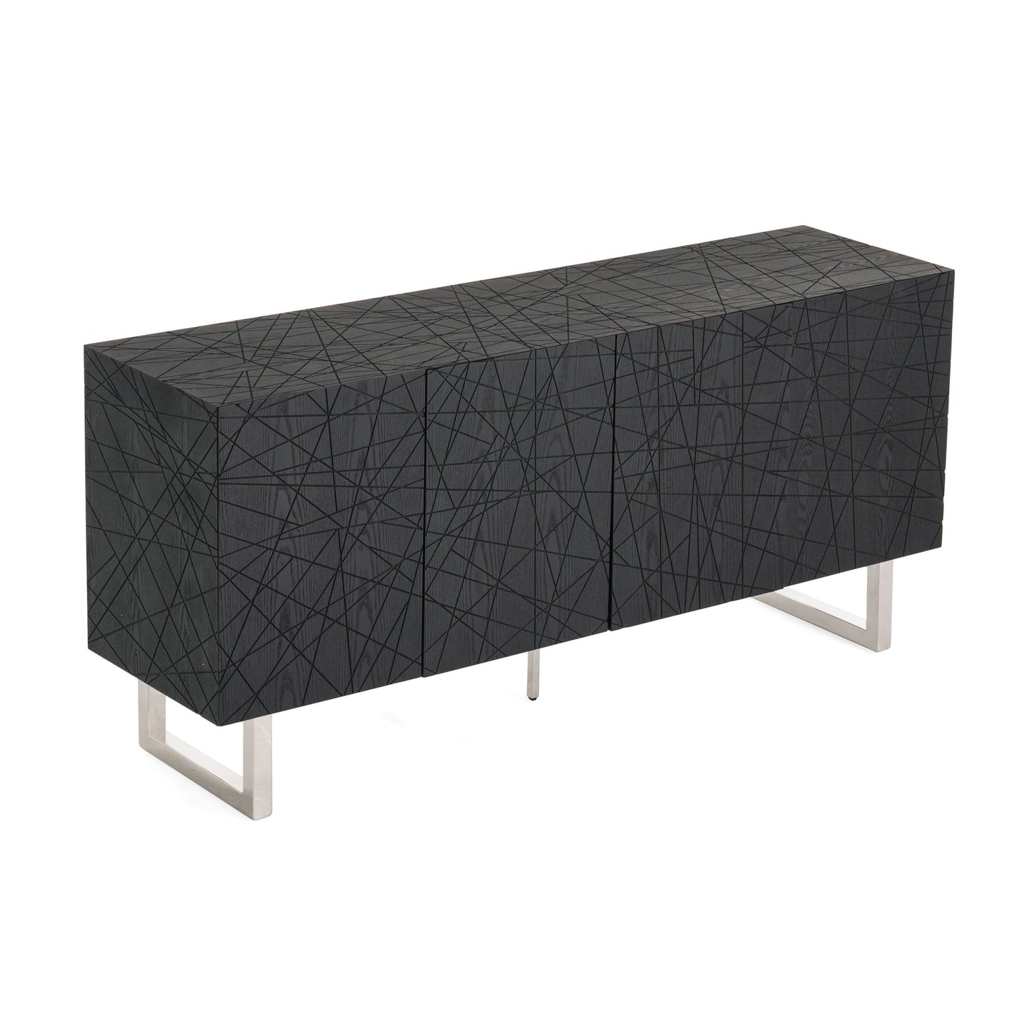 Modrest Kenda Modern Black Ash + Stainless Steel Buffet