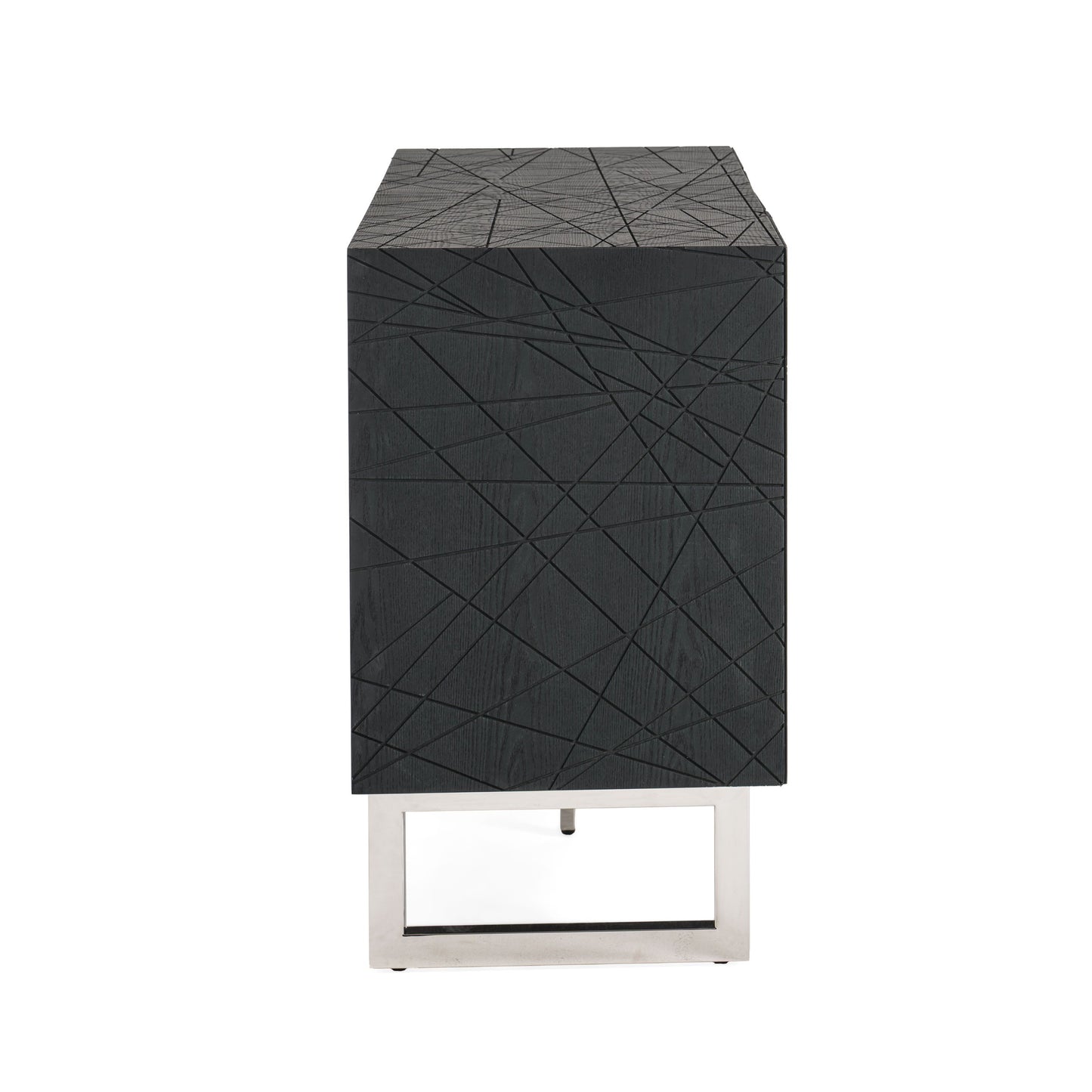 Modrest Kenda Modern Black Ash + Stainless Steel Buffet