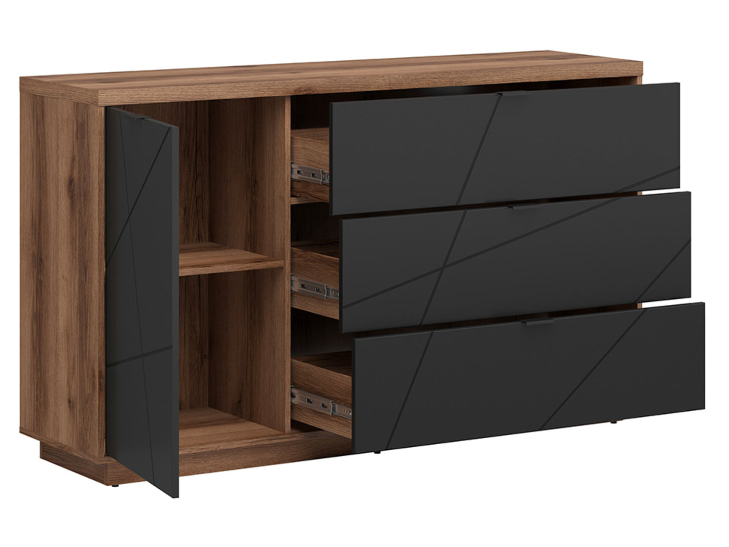 FORN Sideboard KOM1D3S Dark Delano Oak/Black