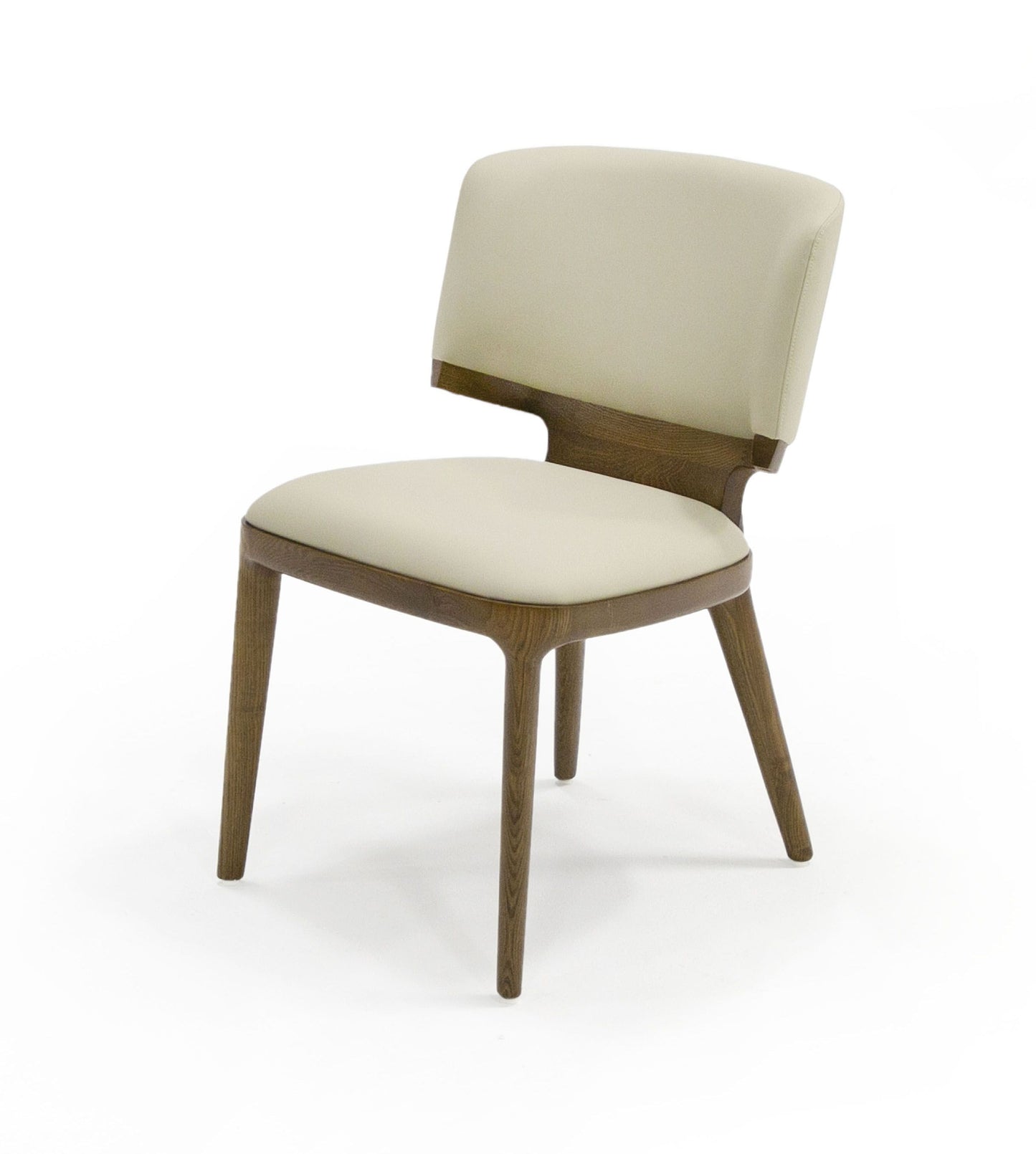 Stanley - Contemporary Beige Leatherette and Walnut Set of 2 Dining Chairs