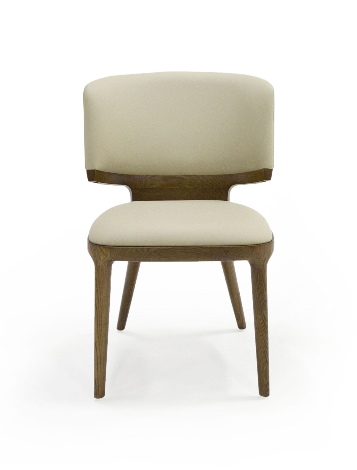 Stanley - Contemporary Beige Leatherette and Walnut Set of 2 Dining Chairs