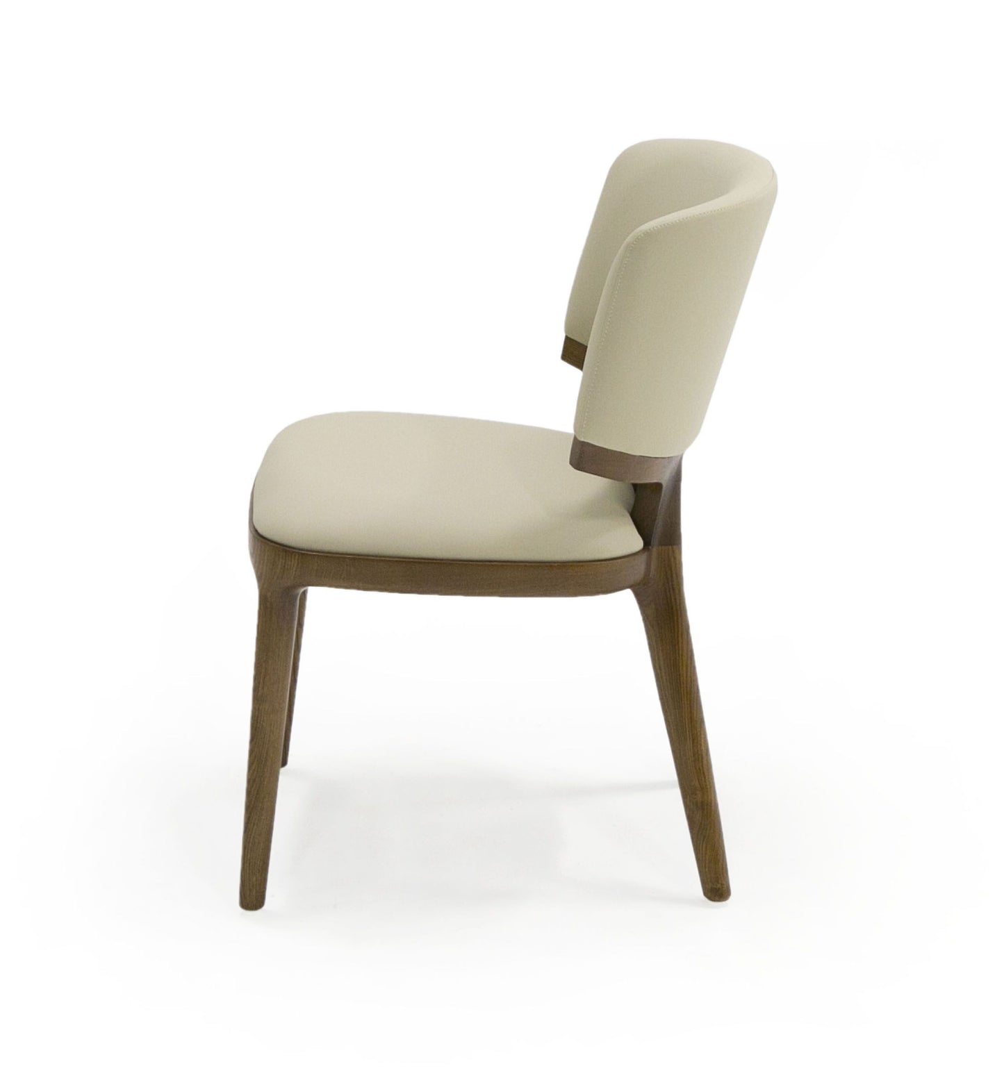 Stanley - Contemporary Beige Leatherette and Walnut Set of 2 Dining Chairs