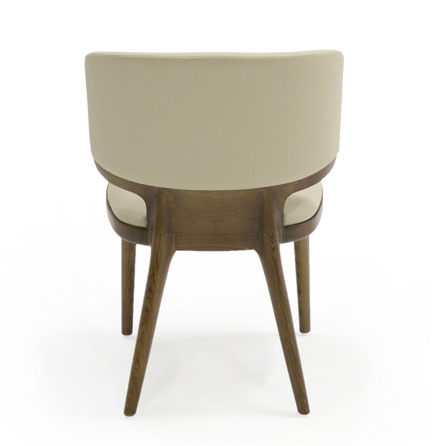 Stanley - Contemporary Beige Leatherette and Walnut Set of 2 Dining Chairs