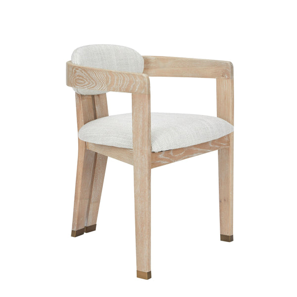 Belton - Modern Off-White Fabric + White Wash Oak Dining Chair