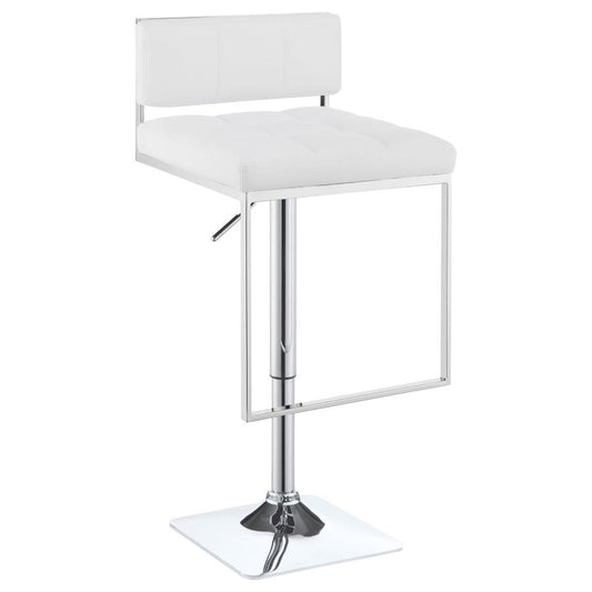 Set of 2 Adjustable Bar Stool White and Chrome 100193