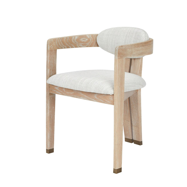 Belton - Modern Off-White Fabric + White Wash Oak Dining Chair