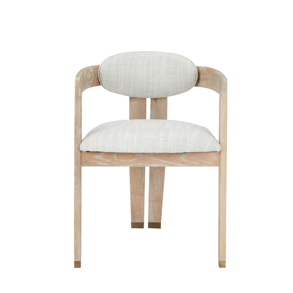 Belton - Modern Off-White Fabric + White Wash Oak Dining Chair