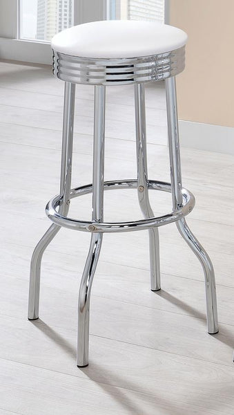 Set of 2 Theodore Upholstered Top Bar Stools White and Chrome 2299W
