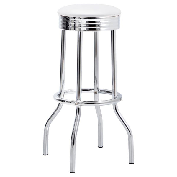 Theodore Upholstered Top Bar Stools White and Chrome 2299W