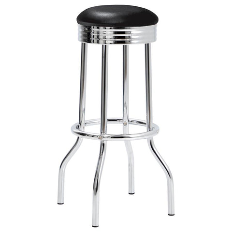 Set of 2 Theodore Upholstered Top Bar Stools Black and Chrome 2408