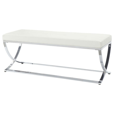 Walton Leatherette Upholstered Tufted Accent Bench White 501157