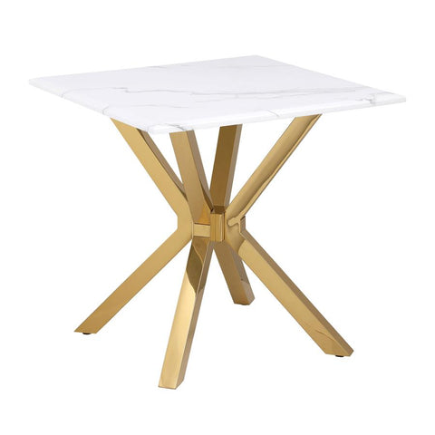 Visalia Faux Marble Top Stainless Steel End Table Gold 710217